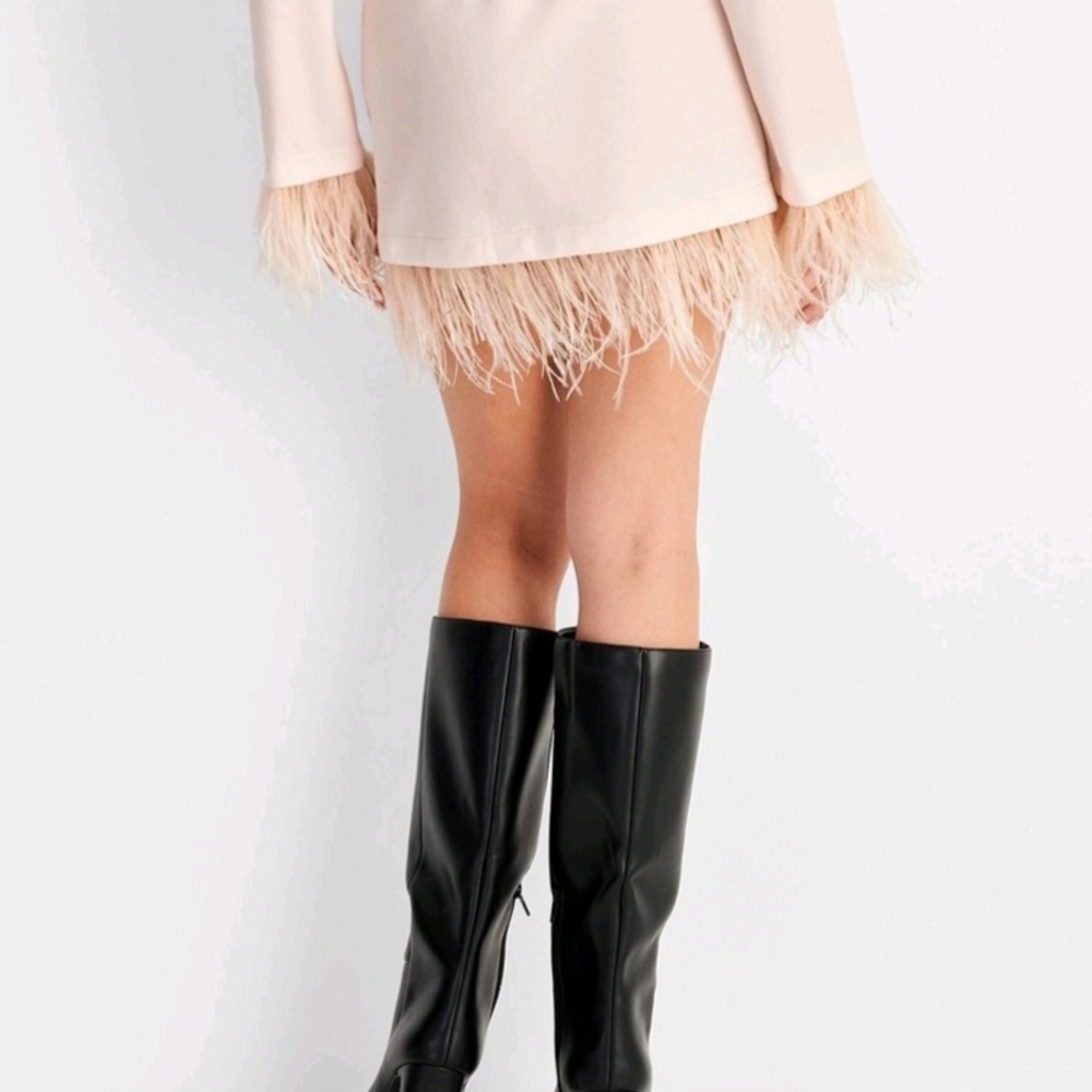 Chic Feather Trim Skirt